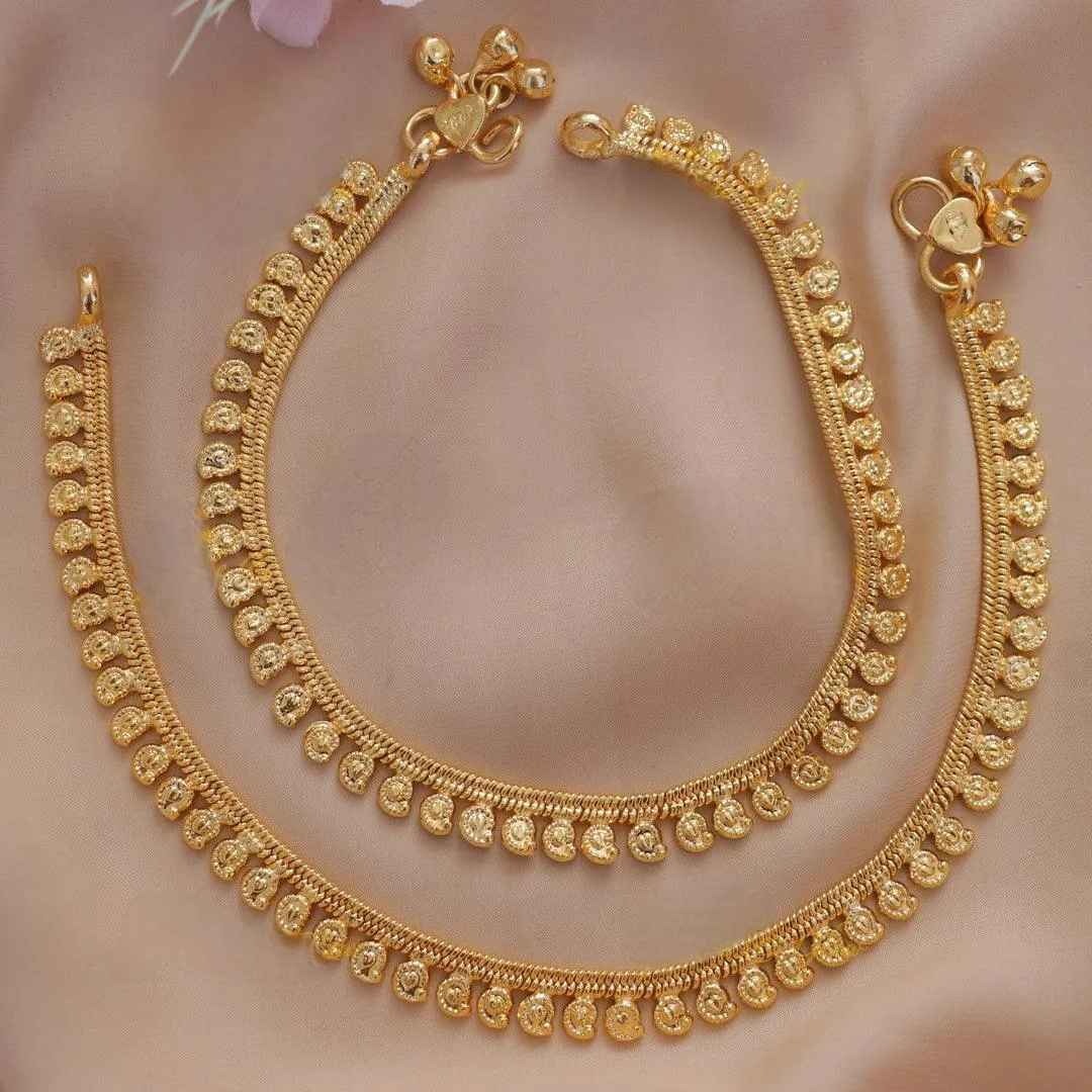 Radiant Gold Look Alike Festive Mango Anklets